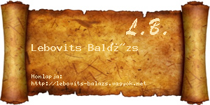 Lebovits Balázs névjegykártya